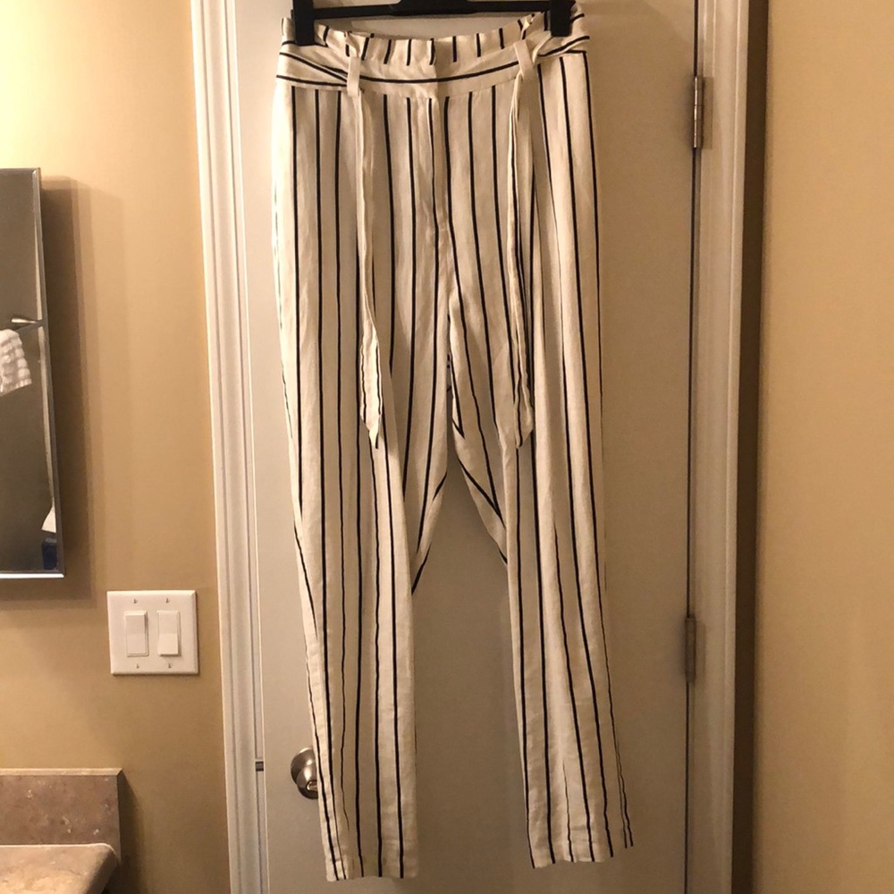 Paperbag Black and White Striped Trousers